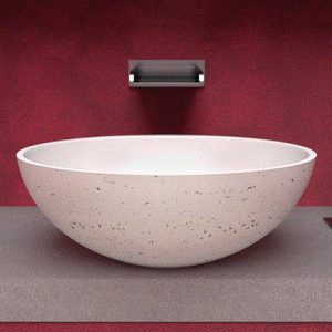 Glass Design Oval Travertino White Counter Top Wash Basin 40x30 cm