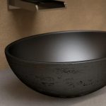 Oval countertop wash basin Travertino Black