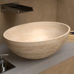 wash basin designs in hall corian round 40×30 Glass Design Oval Travertino