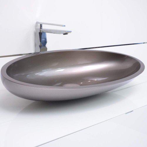 hand wash basin platinum oval luxury counter-top 65x40 Glass Design Kool XL