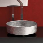 hand wash basin round modern silver Ø41 Glass Design Rho Lux Silver Leaf
