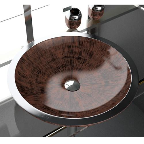 bathroom sink countertop round modern italian Glass Design Round Brown Black