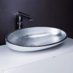 table top wash basin italian oval silver 54×40 Glass Design Kool Max Silver Leaf