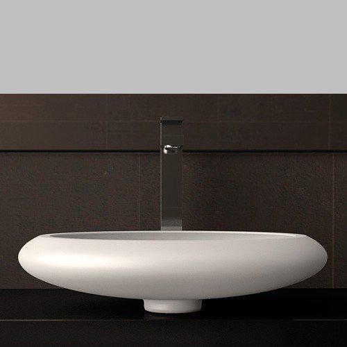 counter top wash basin oval white matt italian 44x30 Glass Design Stone