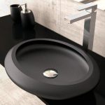 Black oval wash basin countertop Stone