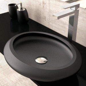 counter top wash basin oval italian black 44x30 Glass Design Stone