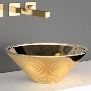 Gold Round Countertop Wash Basin Ø40 Glass Design Tekno Lux
