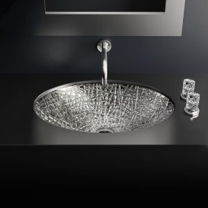 undermount bathroom sink crystal luxury Ice Oval Lux Sotto Glass Design