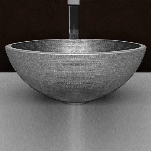 hand wash basin round luxury silver black Glass Design Venice 40