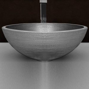 hand wash basin round luxury silver black Glass Design Venice 44