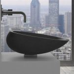 modern wash basin designs in hall black matt oval 43,5×36,5 Glass Design Kool