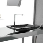wash basin designs in hall rectangular italian Glass Design Vogue Black Silver