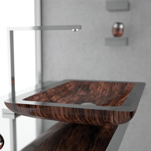 Rectangular counter top wash basin brown black Vogue by Italian Glass Design