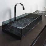 wash basin designs in hall black marble rectangular Skyline Maruinia Fume Glass Design