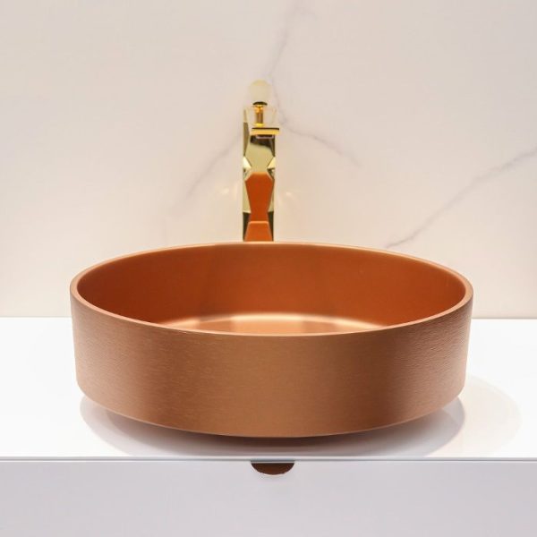 Table top wash basin round copper luxury Glass Design Rho Metal