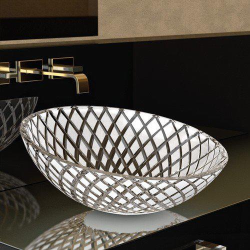 Luxury Crystal Countertop Wash Basin Ø44 Glass Design Xeni White