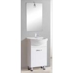 White Small PVC Floorstanding Vanity Unit with Wash Basin & Mirror 43×35 Danza Down