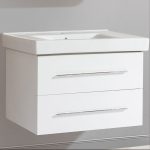White PVC Wall Hung 2 Drawer Vanity Unit with Wash Basin 82×48 Orno Up