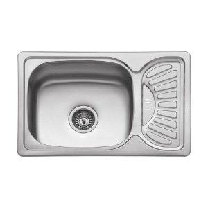 Single Bowl Stainless Steel Kitchen Sink with Drainer 66x43 BL 897 Karag