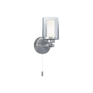 Classic 1-Light Chrome Transparent Metal Glass Bathroom Wall Lamp IP44 8051 Vista Nowodvorski