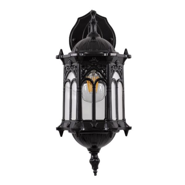 Vintage 1-Light Industrial Black Wall Lamp Lantern With Grid Ø15.5 00657 globostar