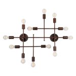 Minimal 12-Light Copper Linear Industrial Metallic Wall Sconce 00668 PIPING