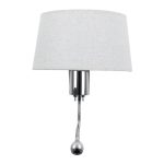1-Light Modern Oval White Fabric Shade LED Reading Light Chrome Wall Lamp with Switches 01493 globostar