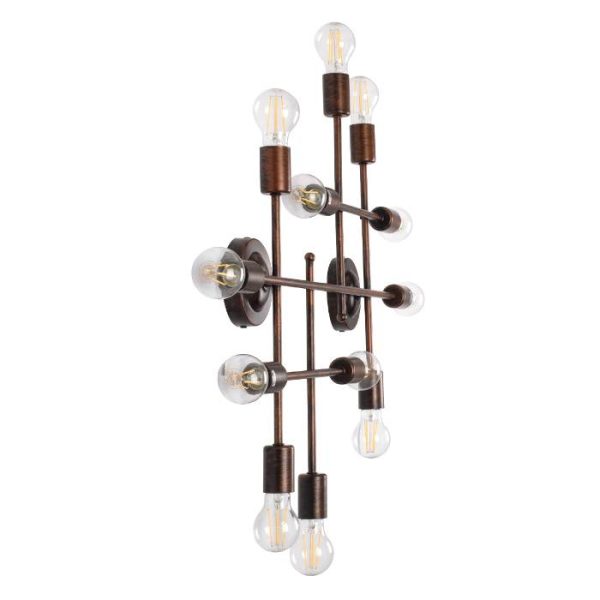 Vintage 12-Light Copper Linear Minimal Metallic Wall Sconce 00668 PIPING