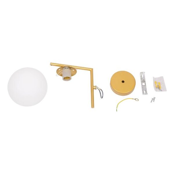 Vintage Elegant Classic 1-Light Gold Spherical Wall Lamp with Matte Glass asseble 01426 JADA globostar