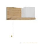 AMITY RIGHT 01366 Vintage Beige Wooden 1-Light Wall Sconce with White Shade