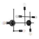 Industrial 6-Light Metal Black Linear Minimal Wall Lamp – Ceiling Light 00664 PIPING