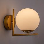 Classic 1-Light Gold Spherical Wall Lamp with Matte Glass 01426 JADA