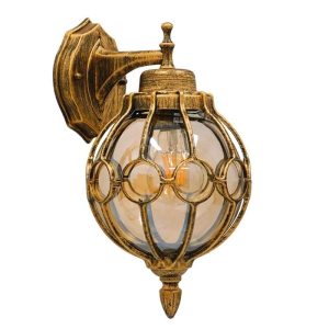 01227 ETOILE Vintage Antique Gold Bronze Globed Wall Sconce with Honey Glass Ø18