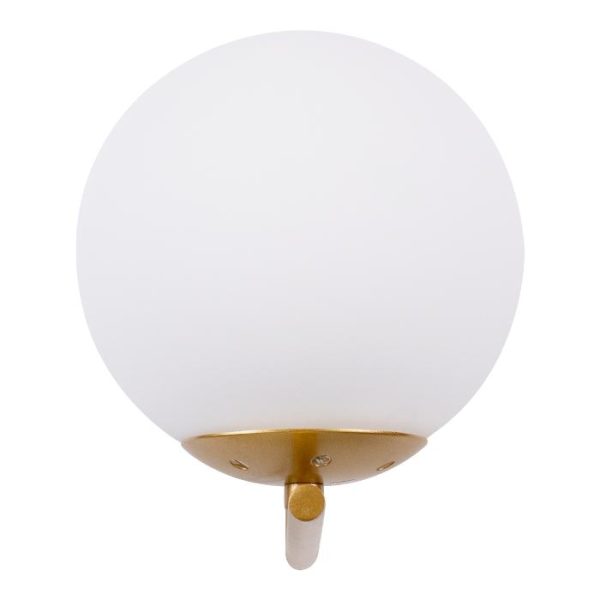 Modern Classic 1-Light Gold Spherical Wall Lamp with Matte Glass 01426 JADA