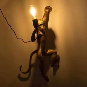 Gold Monkey Shaped 1-Light Decorative Plug-In Wall Sconce with Switch 01806 Apes Globostar