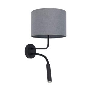 Modern Grey Fabric Black Wall Sconce with Reading Light and Switches 9071 Hotel Plus Nowodvorski