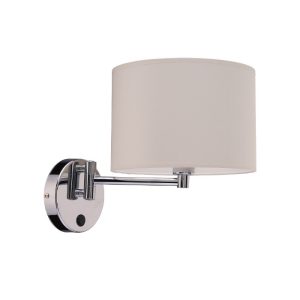 Modern Adjustable Wall Lamp with Switch and Ecru Fabric Shade 8980 Hotel Nowodvorski