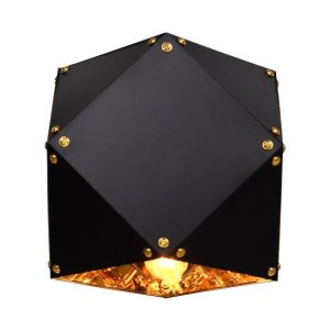 1-Light Polygon Black Gold Metallic Modern Futuristic Wall Lamp 00794 WELLES globostar