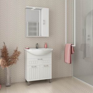 Drop Ritmo Vintage White MDF Floor Standing Bathroom Furniture Set 65x47