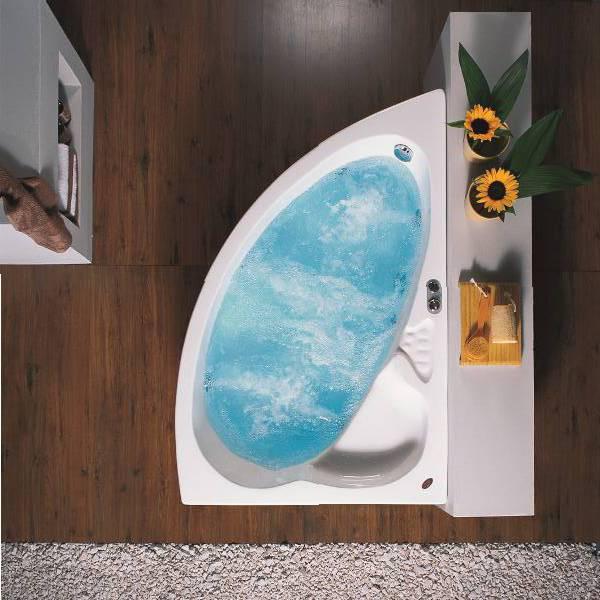 Acrilan Koxyli Modern Offset Corner Whirlpool Bath Tub 153x100 cm