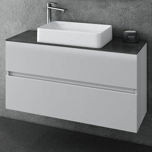 2 drawer vanity unit with corian worktop Luxus 100 White Top Drop