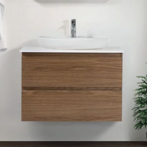 Plywood Wall Hung 2 Drawer Bathroom Furniture with Solid Surface Worktop Single Large
