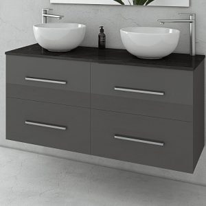 4 drawer vanity unit with corian worktop Torino 120 Anthracite Top Drop