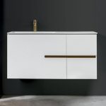 White Gloss MDF Wall Hung Vanity Unit with Corian Wash Basin 120×50 Four 120