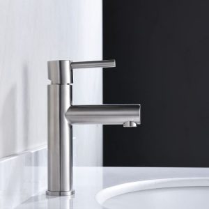 Imex Moscu BDK034-1 Satine Stainless Steel Single Lever Basin Mixer