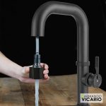 Industrial Italian Kitchen Mixer Tap with 2-Way Pull Out Spray Black Mat Raw Armando Vicario
