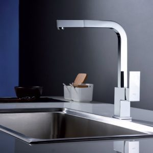 Imex Constanza GCE005 Modern Square Kitchen Mixer Tap with Pull Out Spray