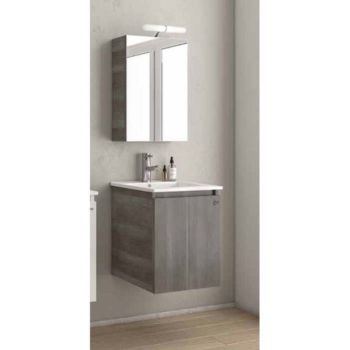 Verona 40 Gray Drop Wall hung 2 door vanity unit with slim washbasin & mirror set 41×41