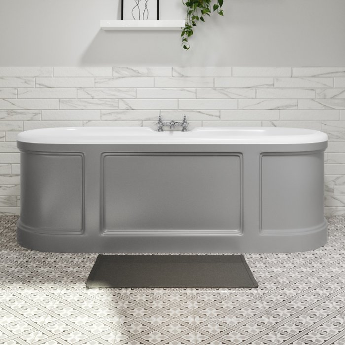 Grey Freestanding Double Ended Roll Top Bath 1700 x 750mm London Flobali