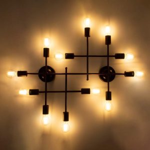 Minimal 12-Light Copper Linear Vintage Metallic Wall Lamp 00668 PIPING